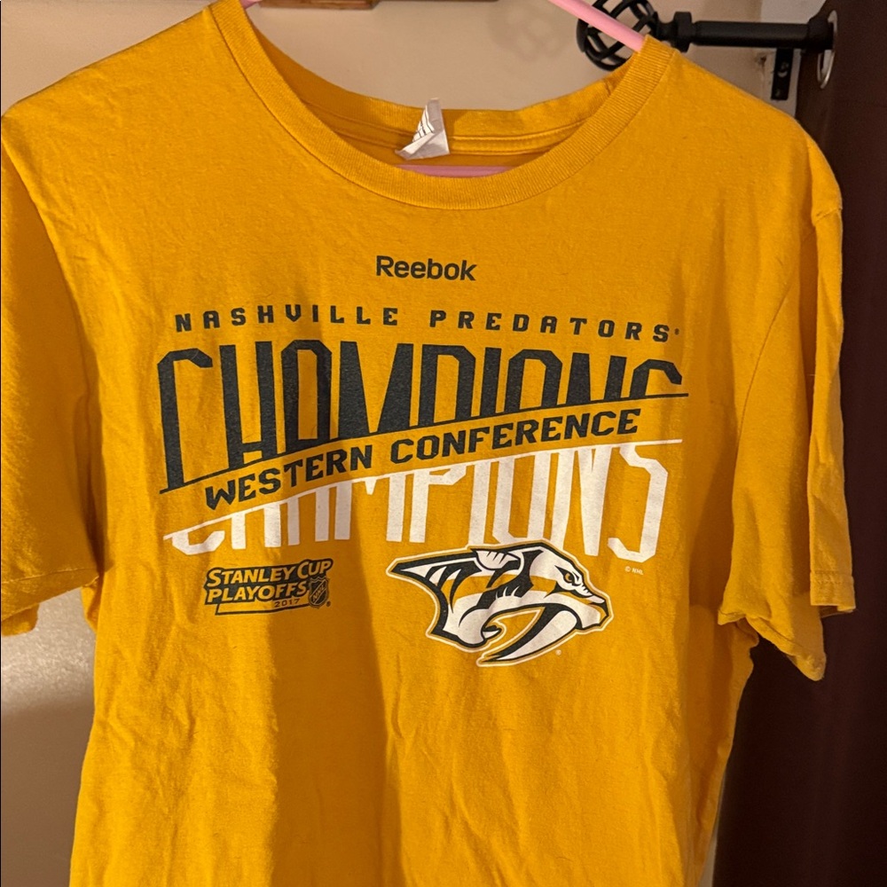 Reebok Yellow Nashville Predators Champions Tee